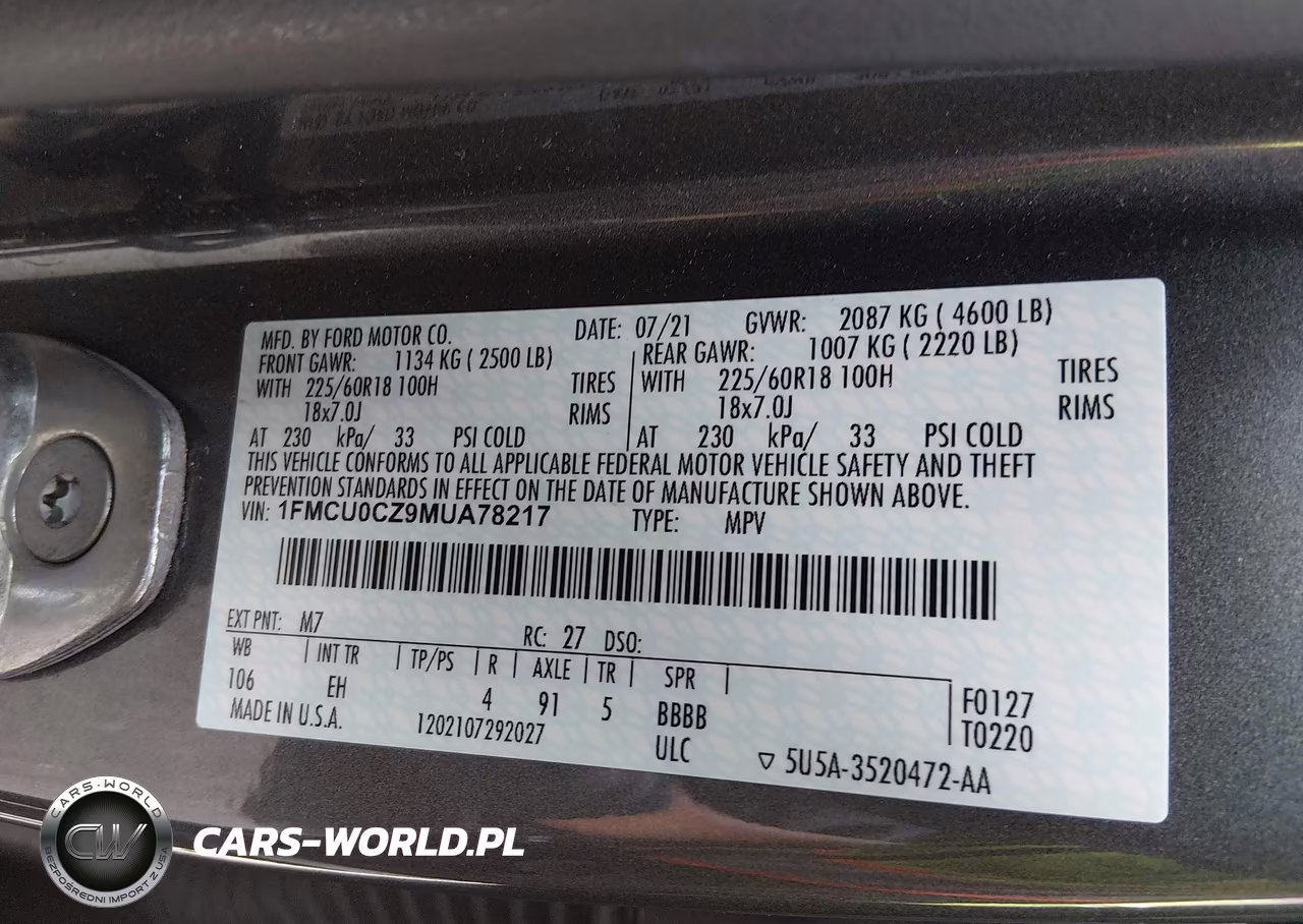 2021 Ford Escape Sel Hybrid VIN:1FMCU0CZ9MUA78217 - 9