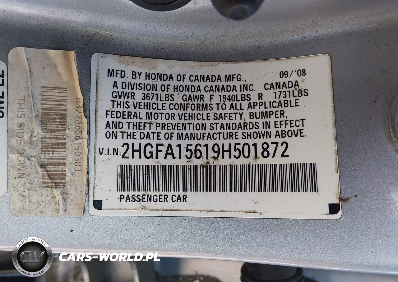 2009 Honda Civic Lx-S VIN:2HGFA15619H501872 - 9