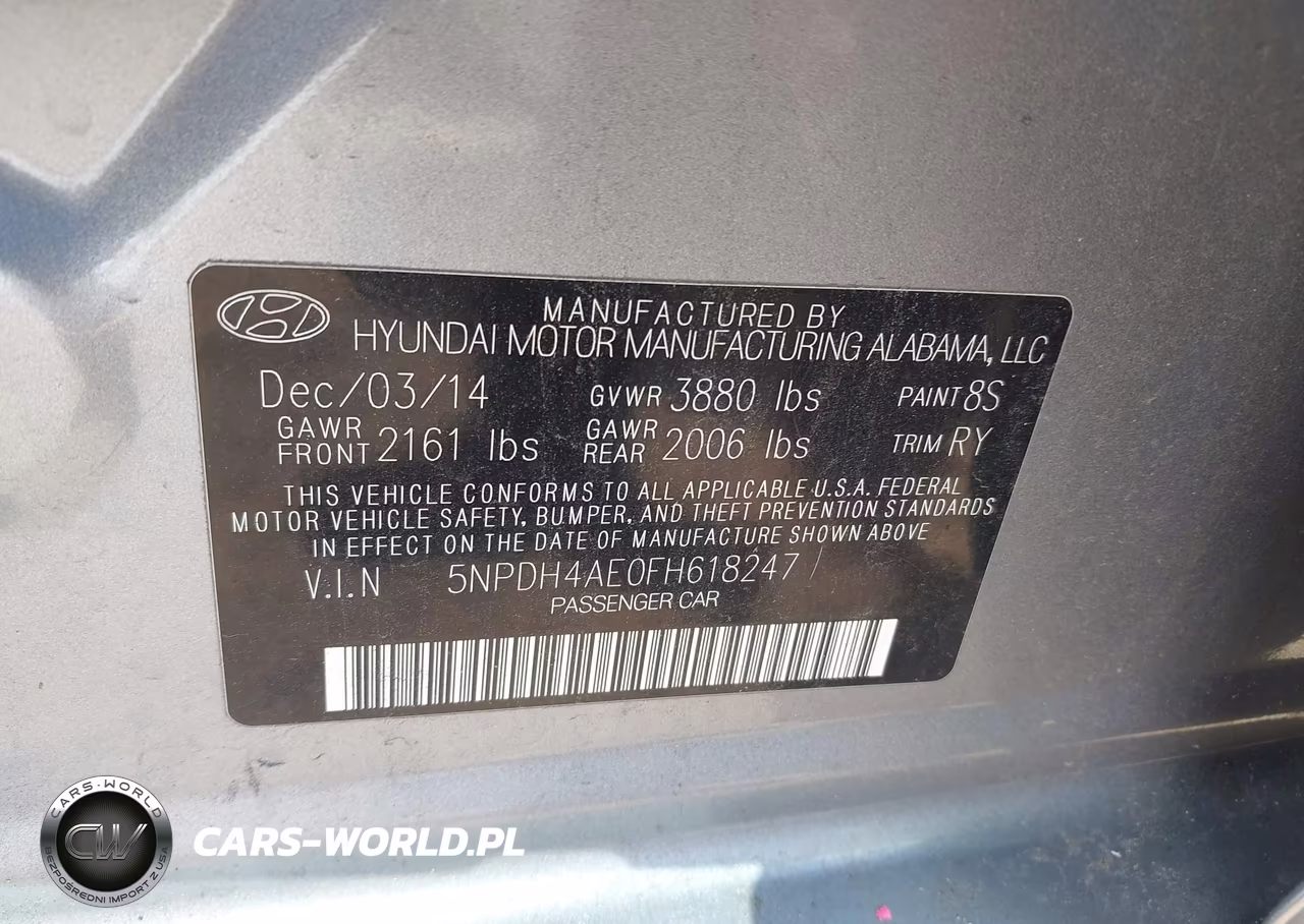2015 Hyundai Elantra Se VIN:5NPDH4AE0FH618247 - 9