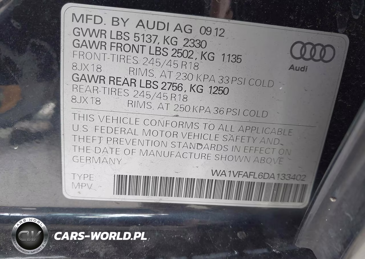 2013 Audi Allroad Prestige VIN:WA1VFAFL6DA133402 - 9