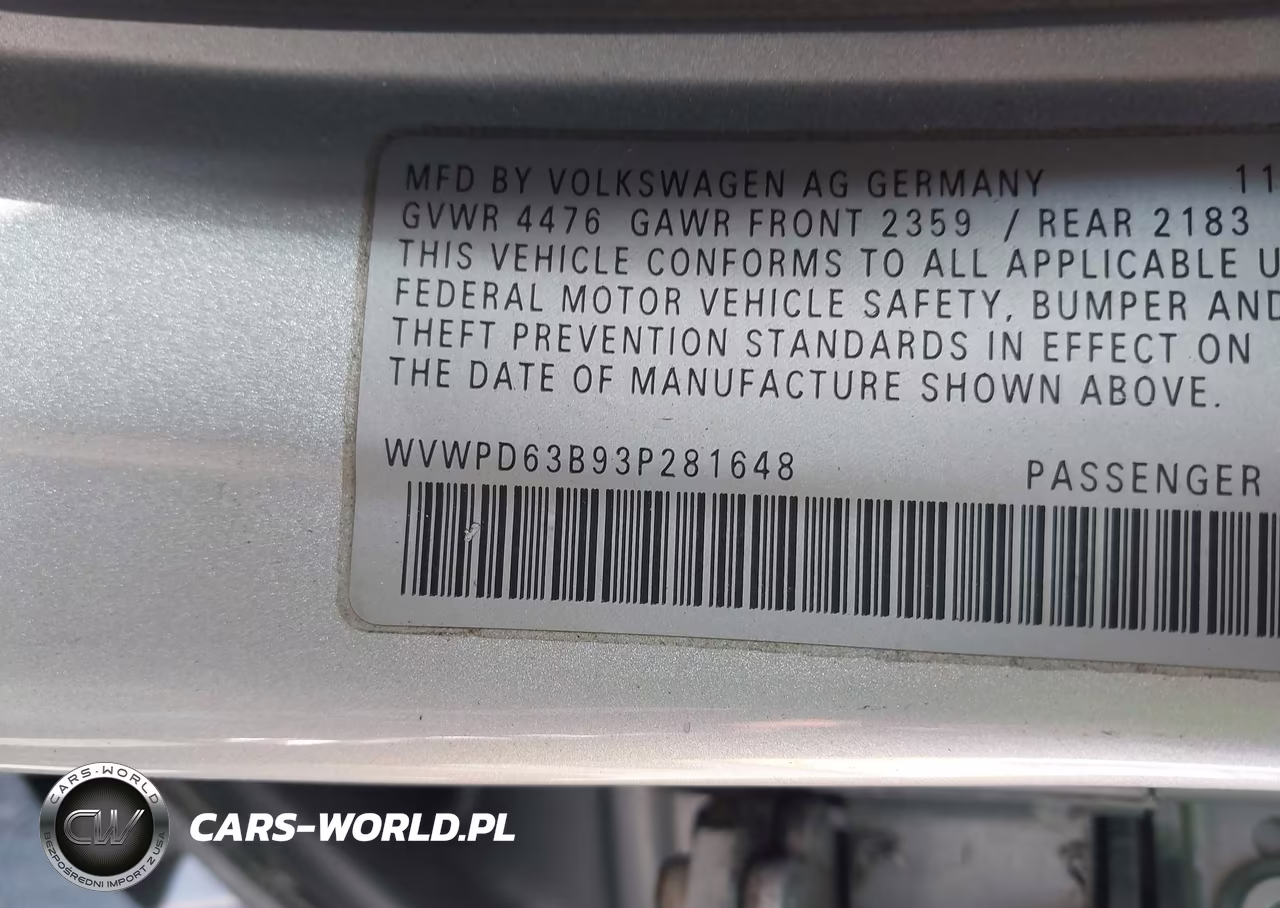 2003 Volkswagen Passat Gls VIN:WVWPD63B93P281648 - 9