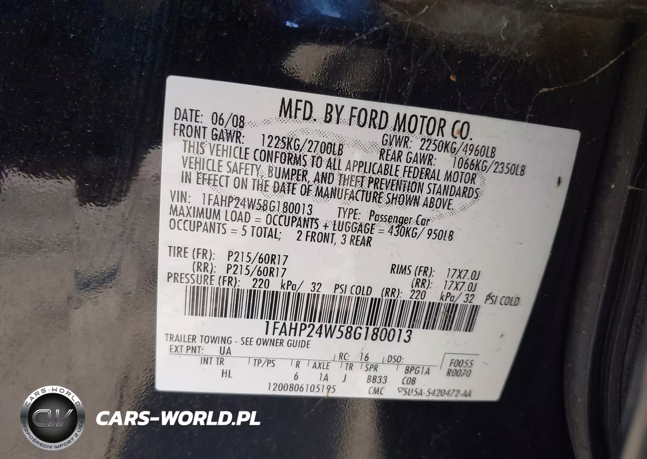 2008 Ford Taurus Sel VIN:1FAHP24W58G180013 - 9