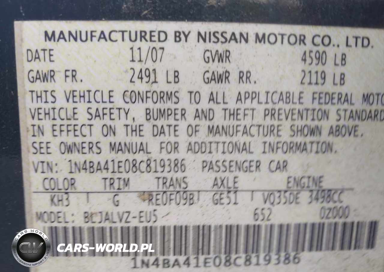 2008 Nissan Maxima 3.5 Se VIN:1N4BA41E08C819386 - 9