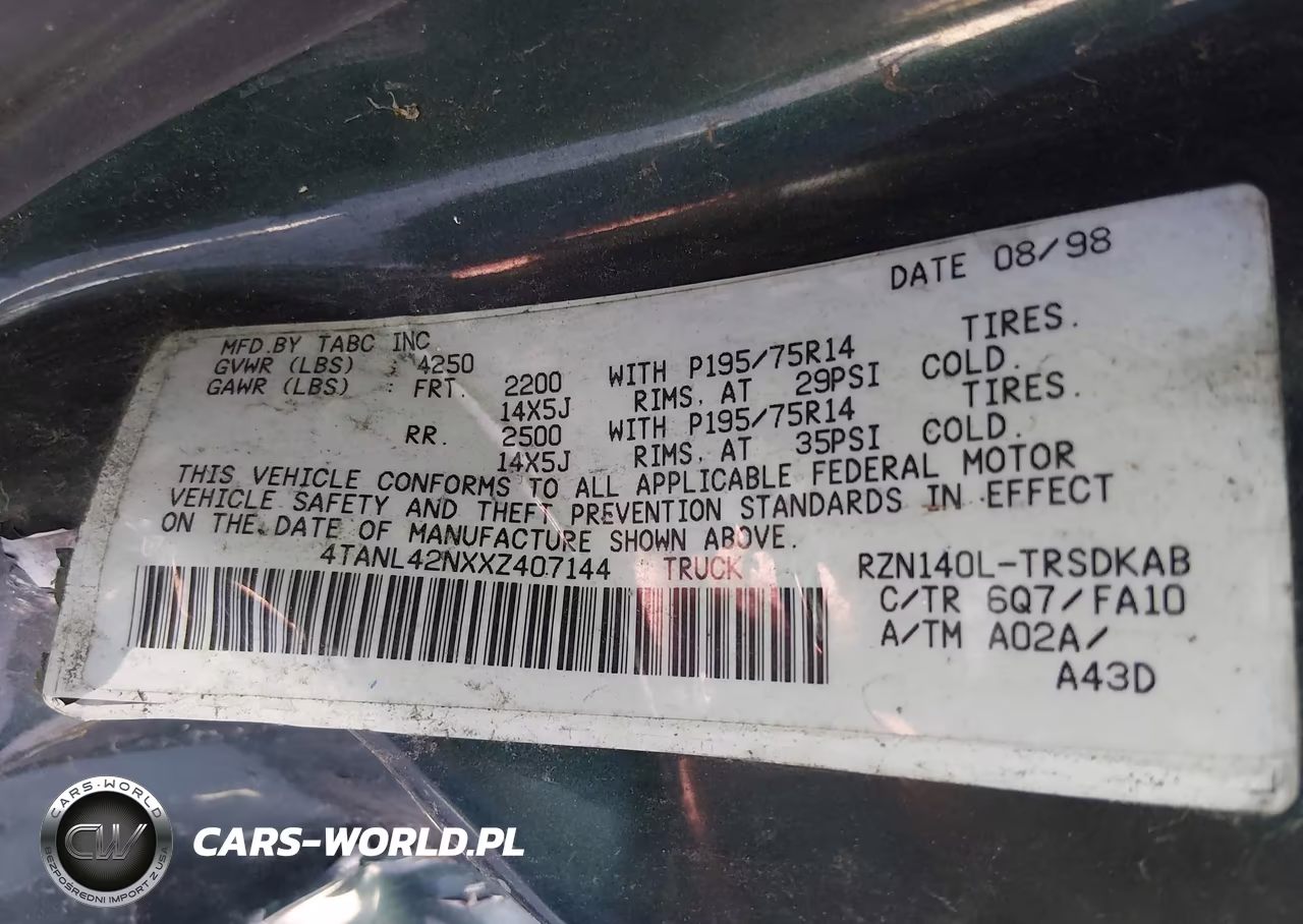 1999 Toyota Tacoma VIN:4TANL42NXXZ407144 - 9