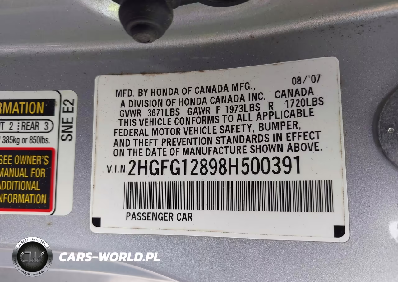2008 Honda Civic Ex VIN:2HGFG12898H500391 - 9