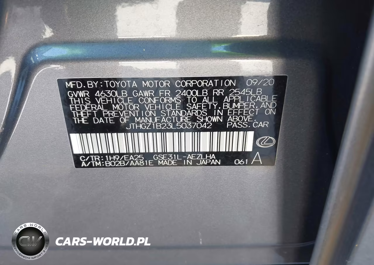 2020 Lexus Is 350 VIN:JTHGZ1B23L5037042 - 9