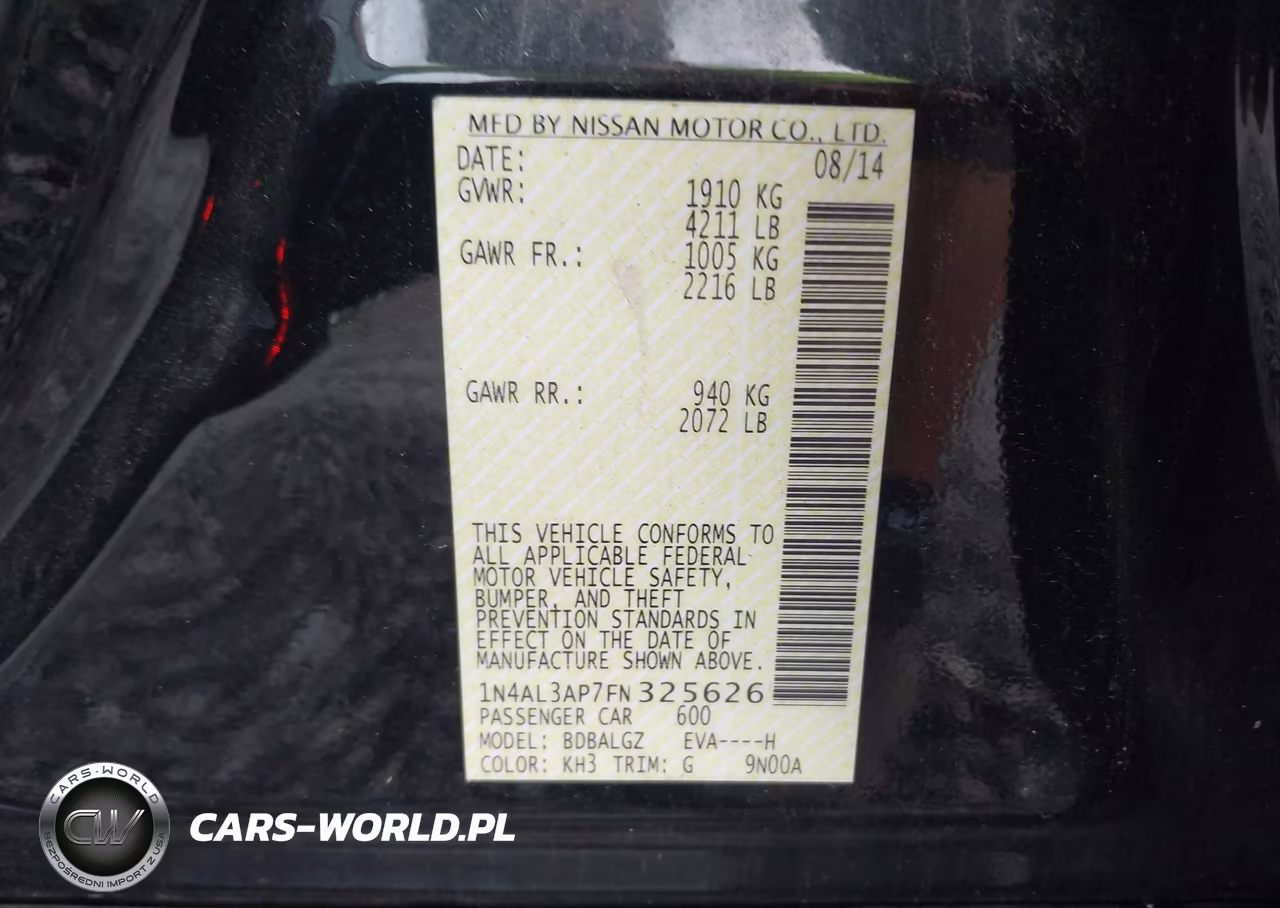 2015 Nissan Altima 2.5 S VIN:1N4AL3AP7FN325626 - 9