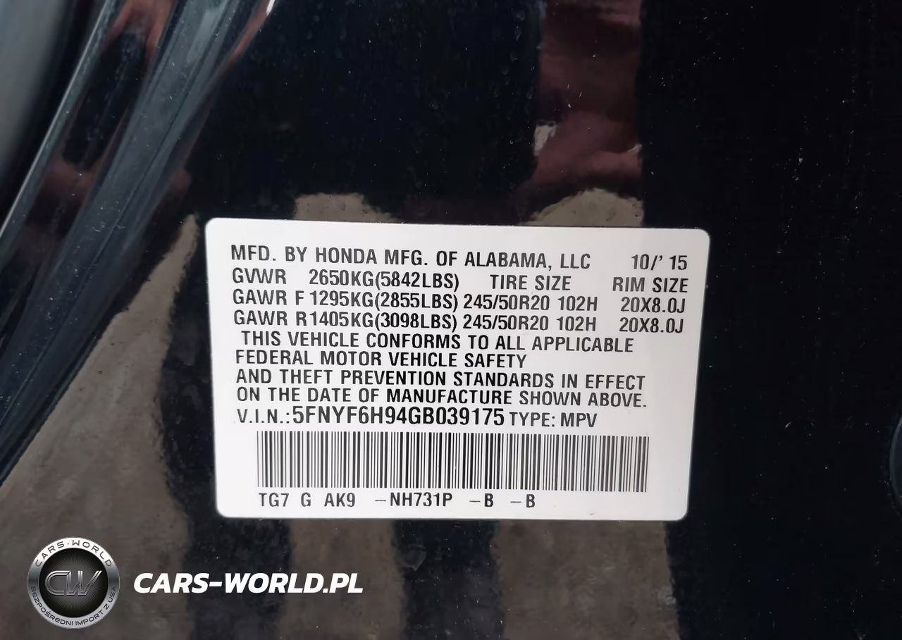 2016 Honda Pilot Touring VIN:5FNYF6H94GB039175 - 9