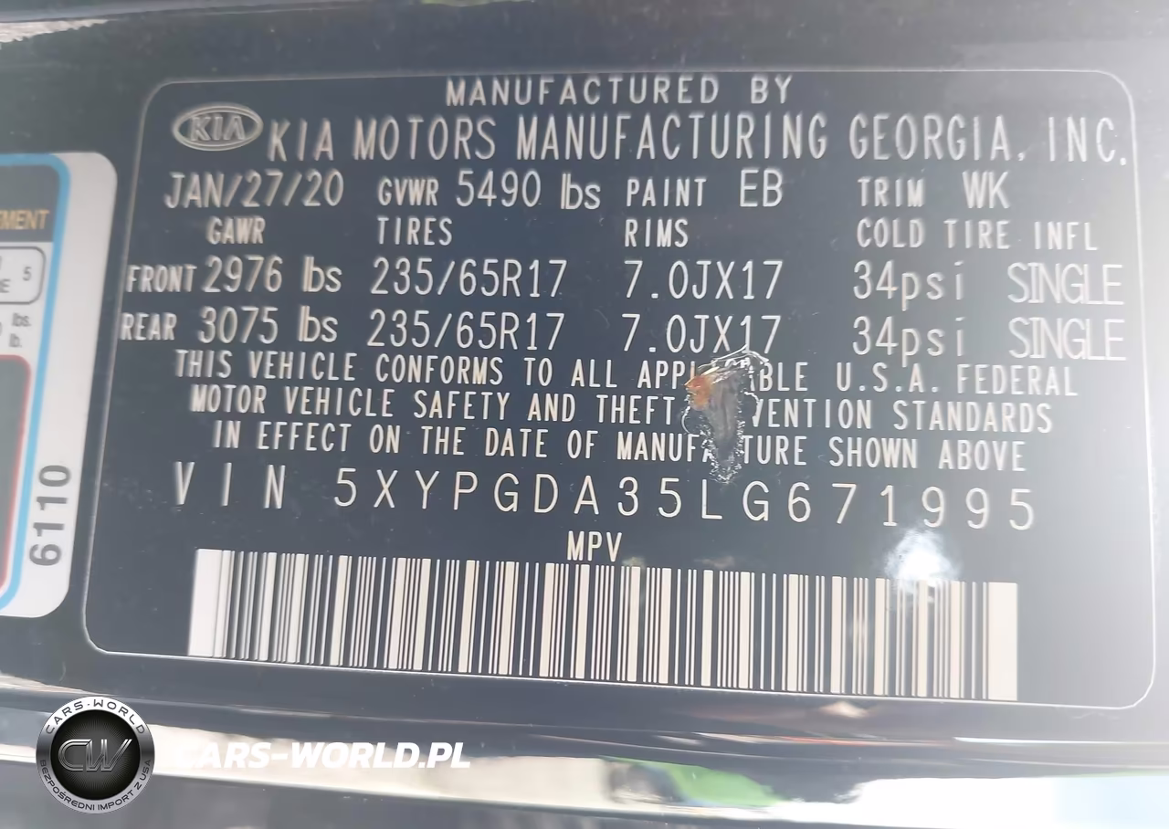 2020 Kia Sorento 2.4L Lx VIN:5XYPGDA35LG671995 - 9