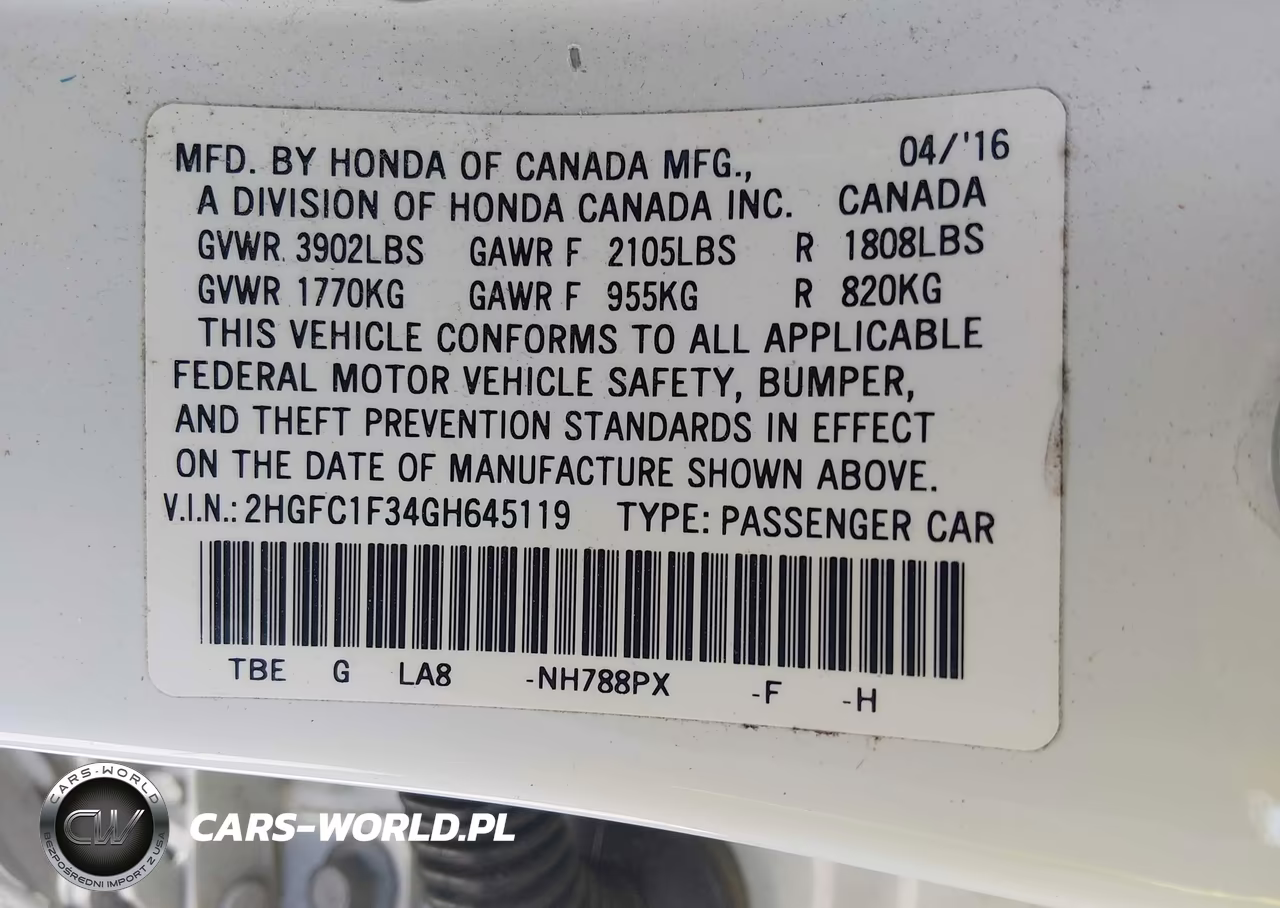 2016 Honda Civic Ex VIN:2HGFC1F34GH645119 - 9
