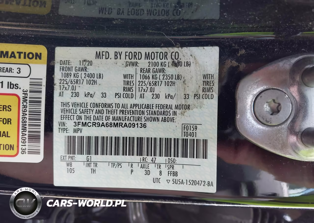 2021 Ford Bronco Sport VIN:3FMCR9A68MRA09136 - 9