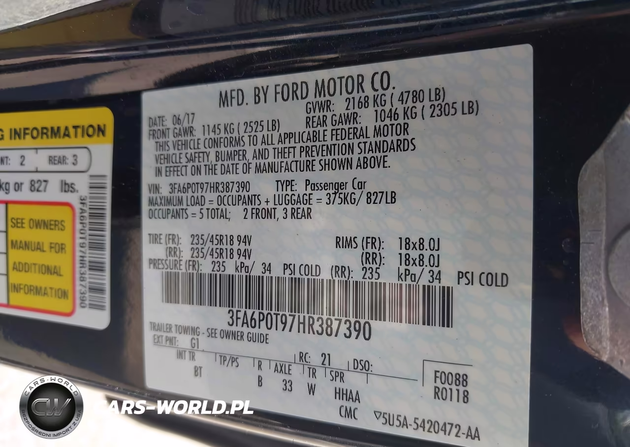2017 Ford Fusion Se VIN:3FA6P0T97HR387390 - 9