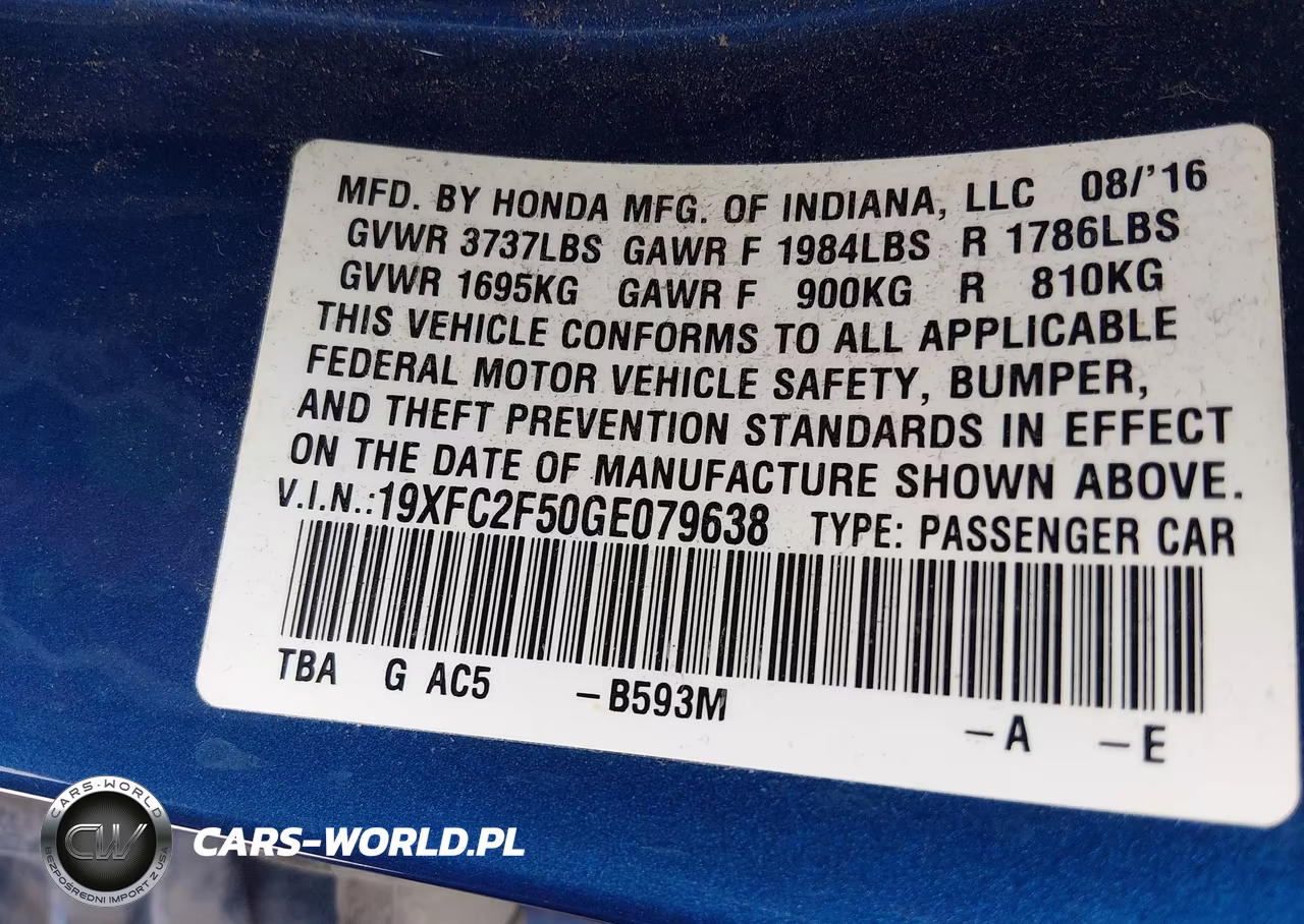 2016 Honda Civic Lx VIN:19XFC2F50GE079638 - 9