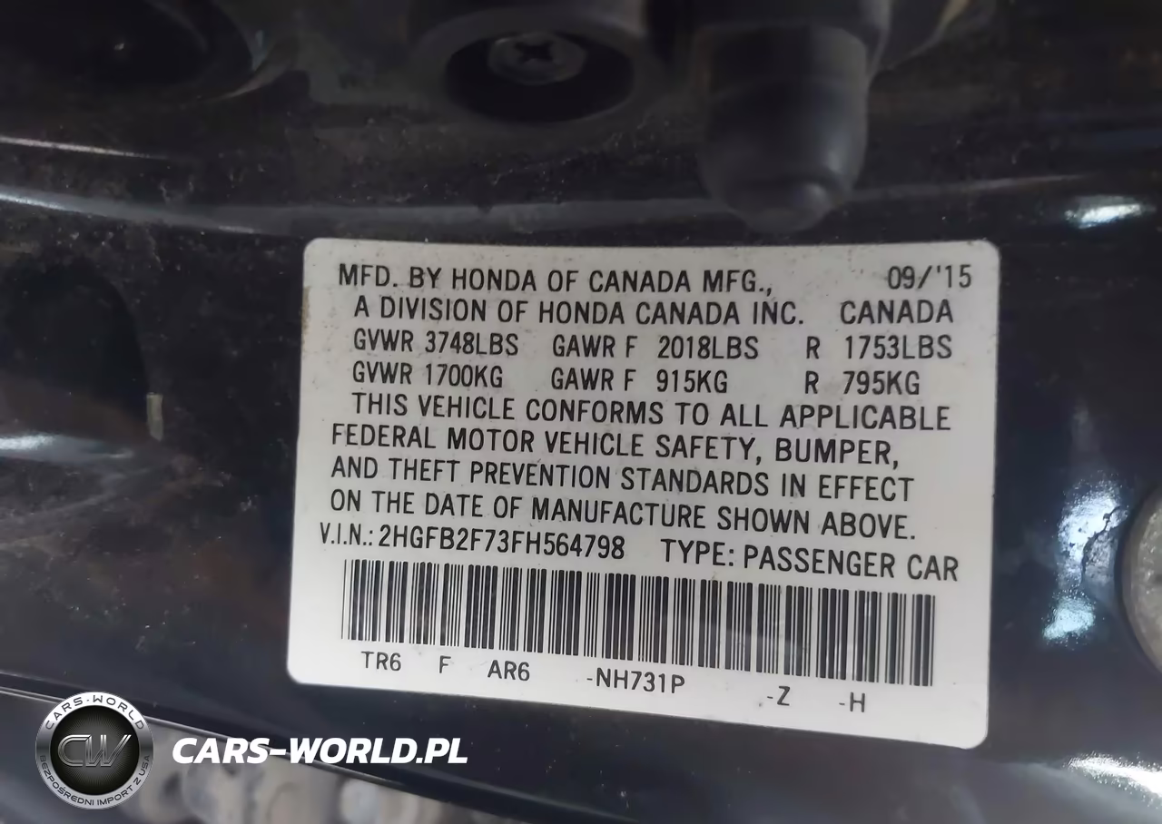 2015 Honda Civic Se VIN:2HGFB2F73FH564798 - 9