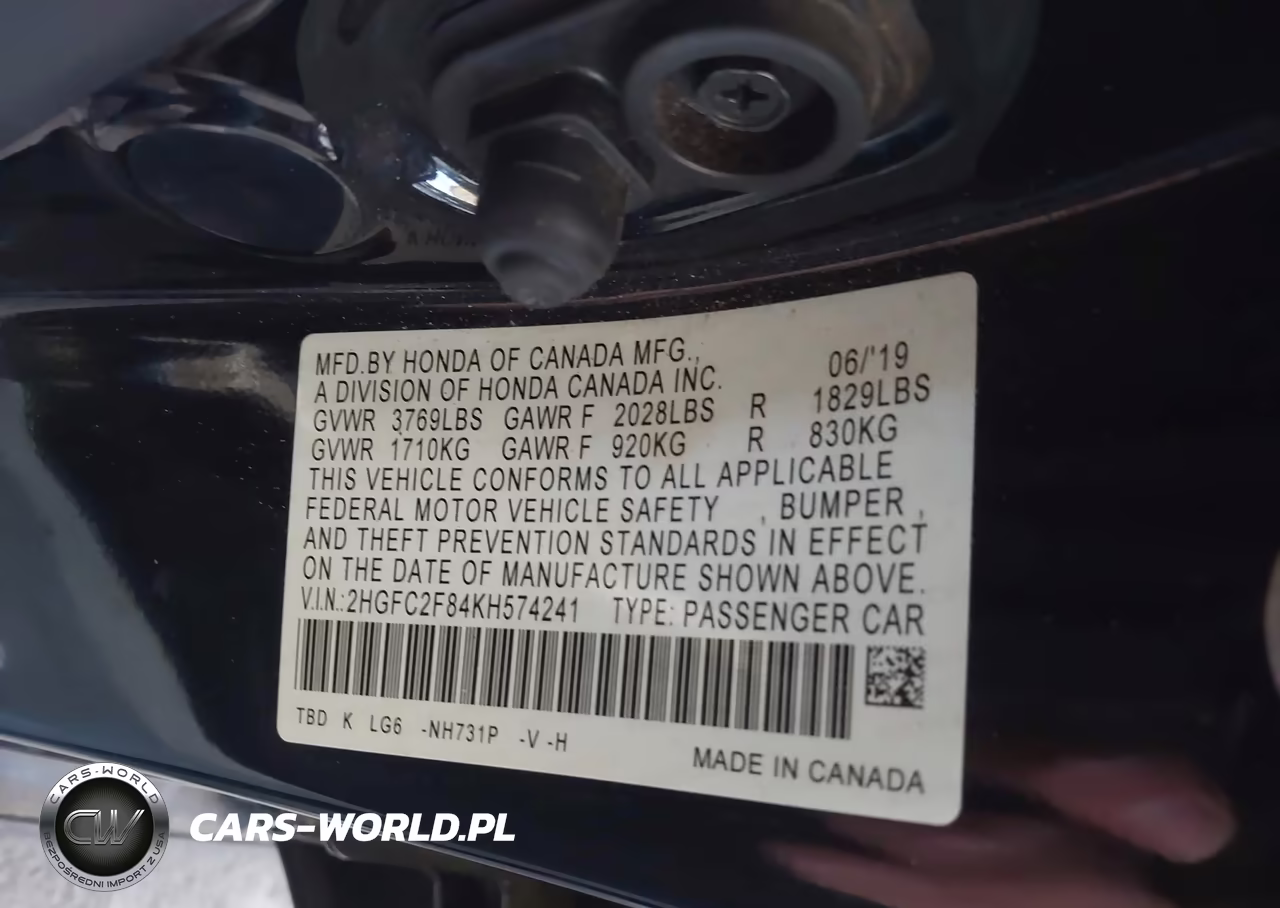 HONDA CIVIC VIN:2HGFC2F84KH574241 - 9