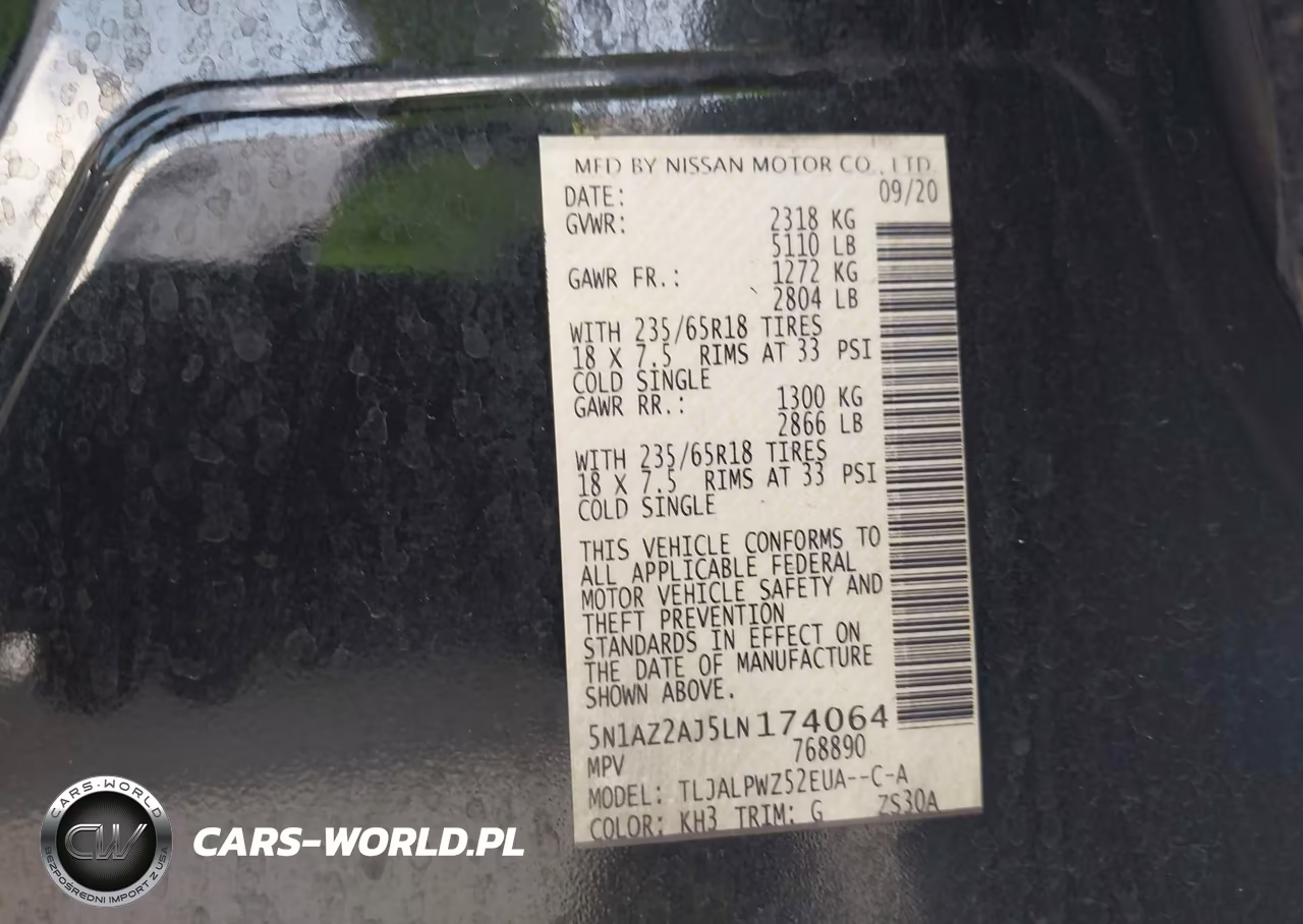 2020 Nissan Murano S Fwd VIN:5N1AZ2AJ5LN174064 - 9