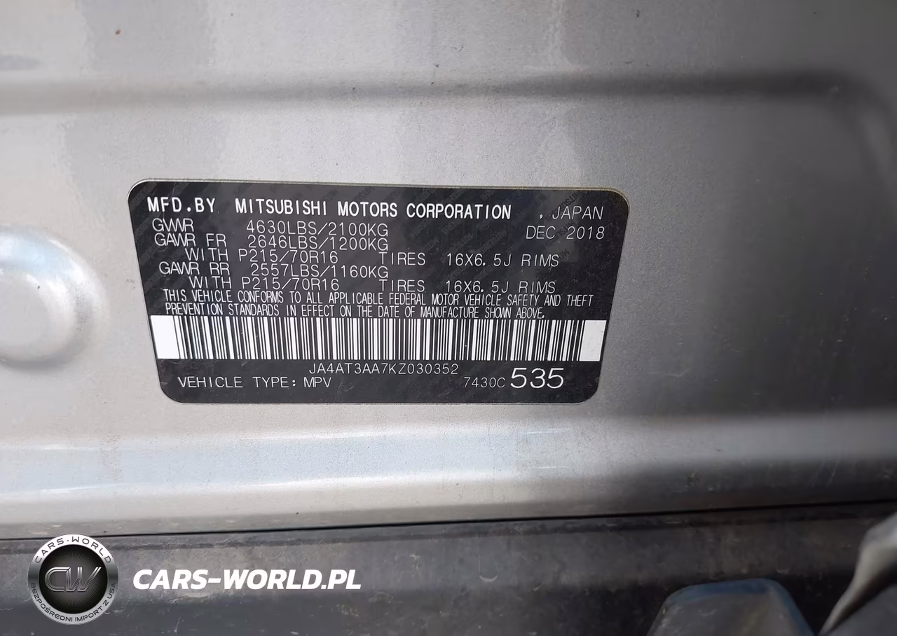 2019 Mitsubishi Eclipse Cross Es VIN:JA4AT3AA7KZ030352 - 9