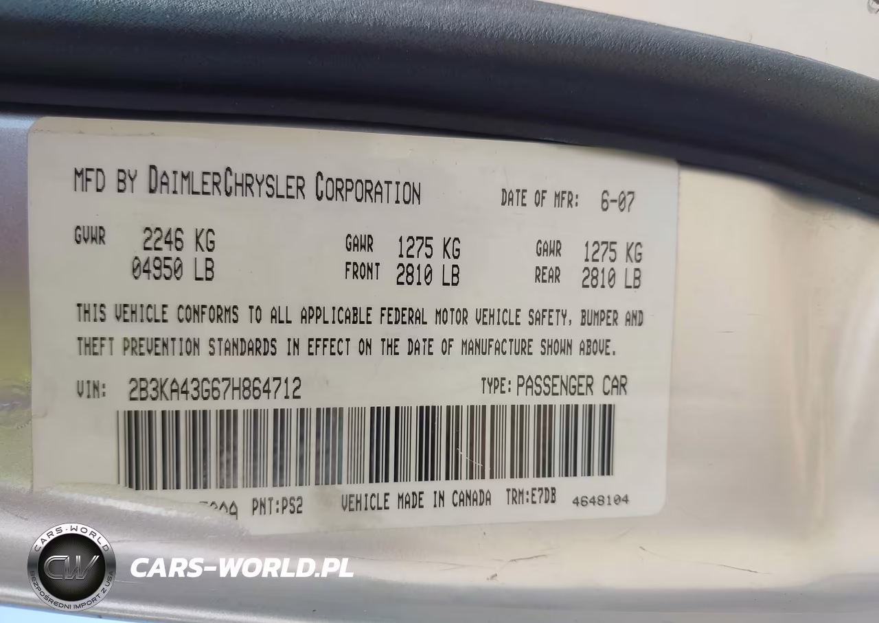 2007 Dodge Charger VIN:2B3KA43G67H864712 - 9
