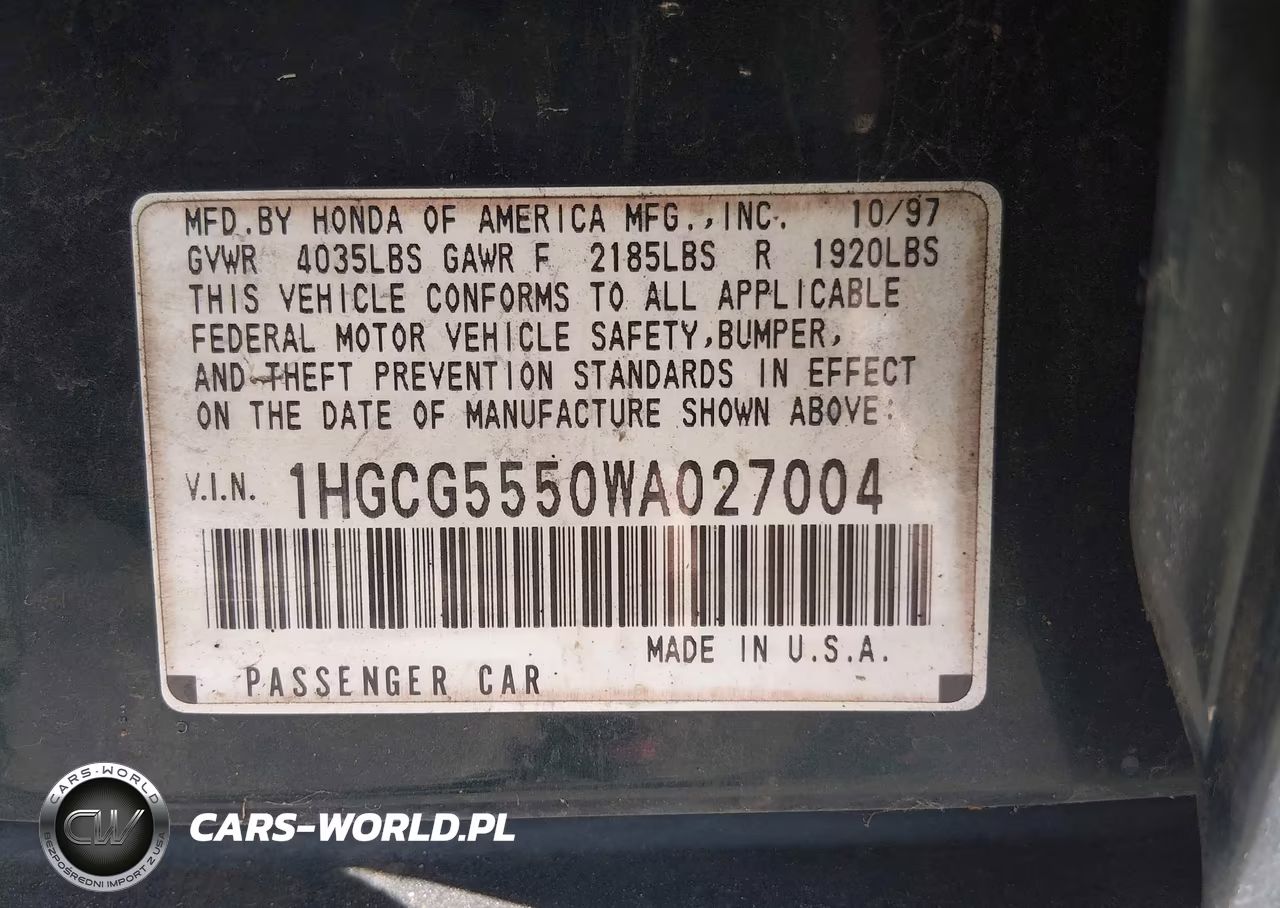1998 Honda Accord Ex VIN:1HGCG5550WA027004 - 9