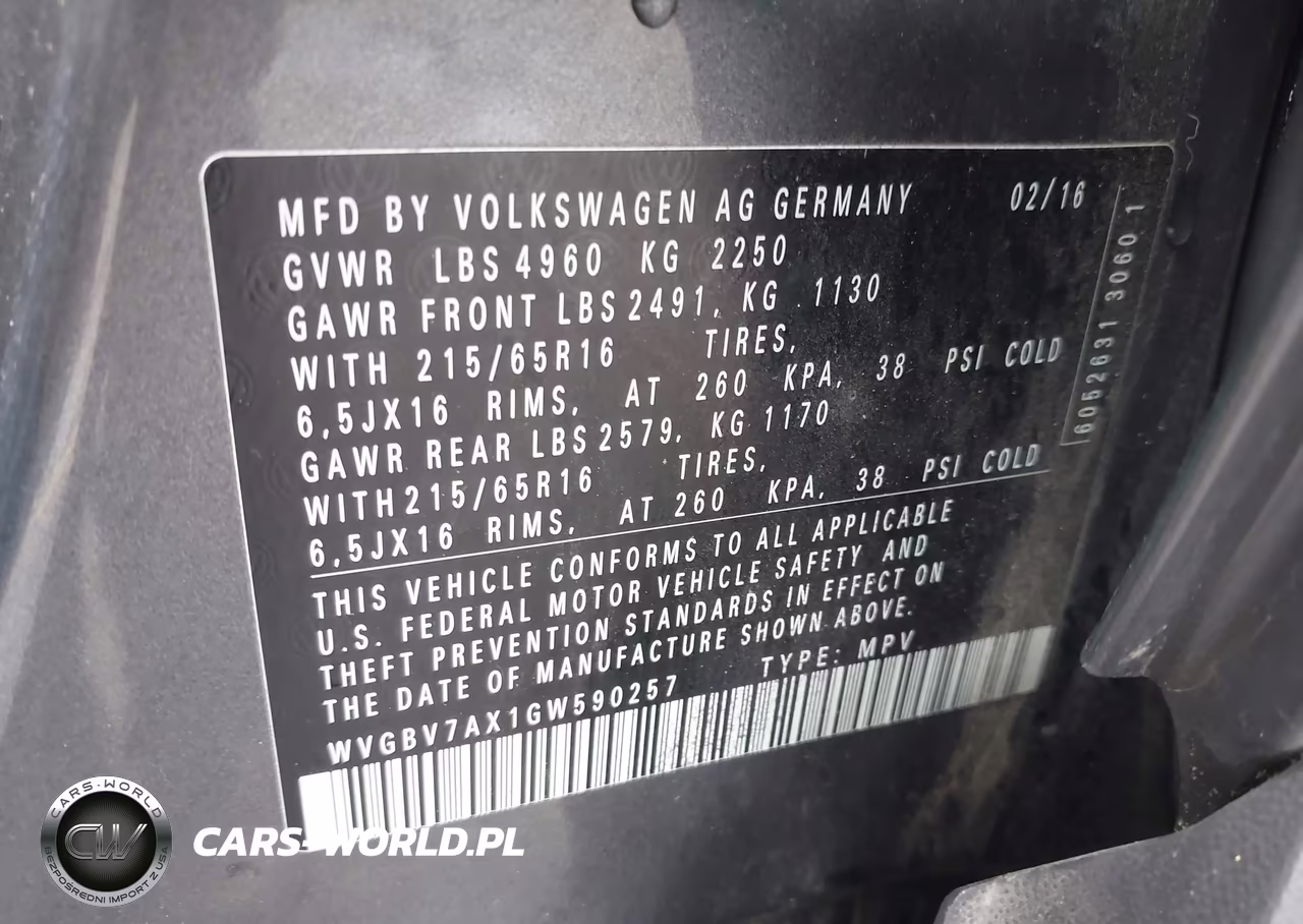 2016 Volkswagen Tiguan S VIN:WVGBV7AX1GW590257 - 9