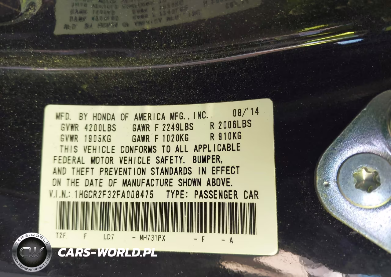 2015 Honda Accord Lx VIN:1HGCR2F32FA008475 - 9