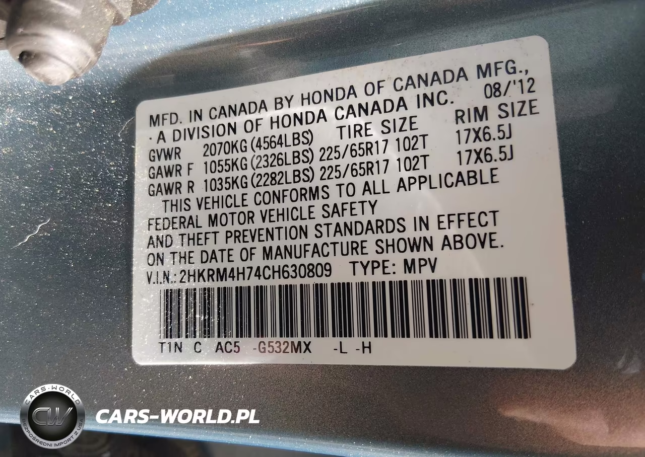 2012 Honda Cr-V Ex-L VIN:2HKRM4H74CH630809 - 9