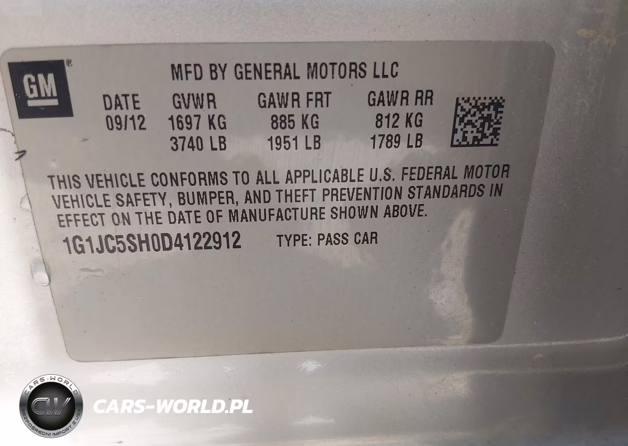 2013 Chevrolet Sonic Lt Auto VIN:1G1JC5SH0D4122912 - 9