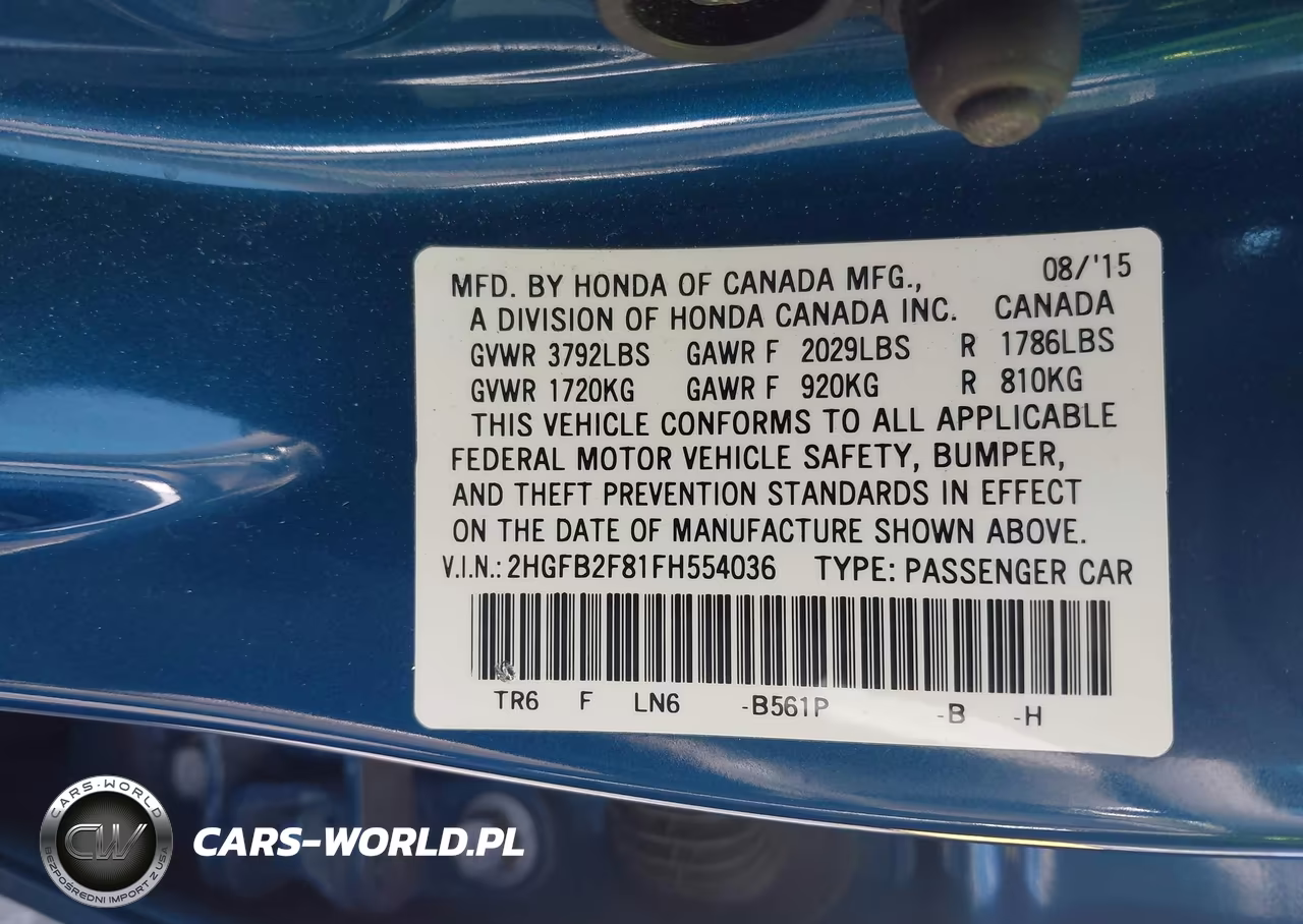 2015 Honda Civic Ex VIN:2HGFB2F81FH554036 - 9