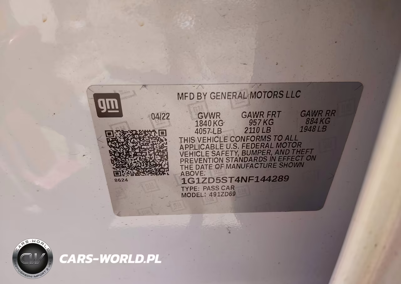2022 Chevrolet Malibu Fwd Lt VIN:1G1ZD5ST4NF144289 - 9