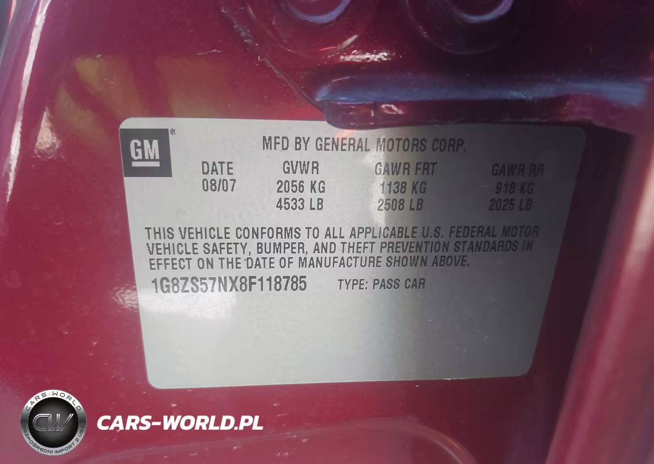 2008 Saturn Aura Xe VIN:1G8ZS57NX8F118785 - 9