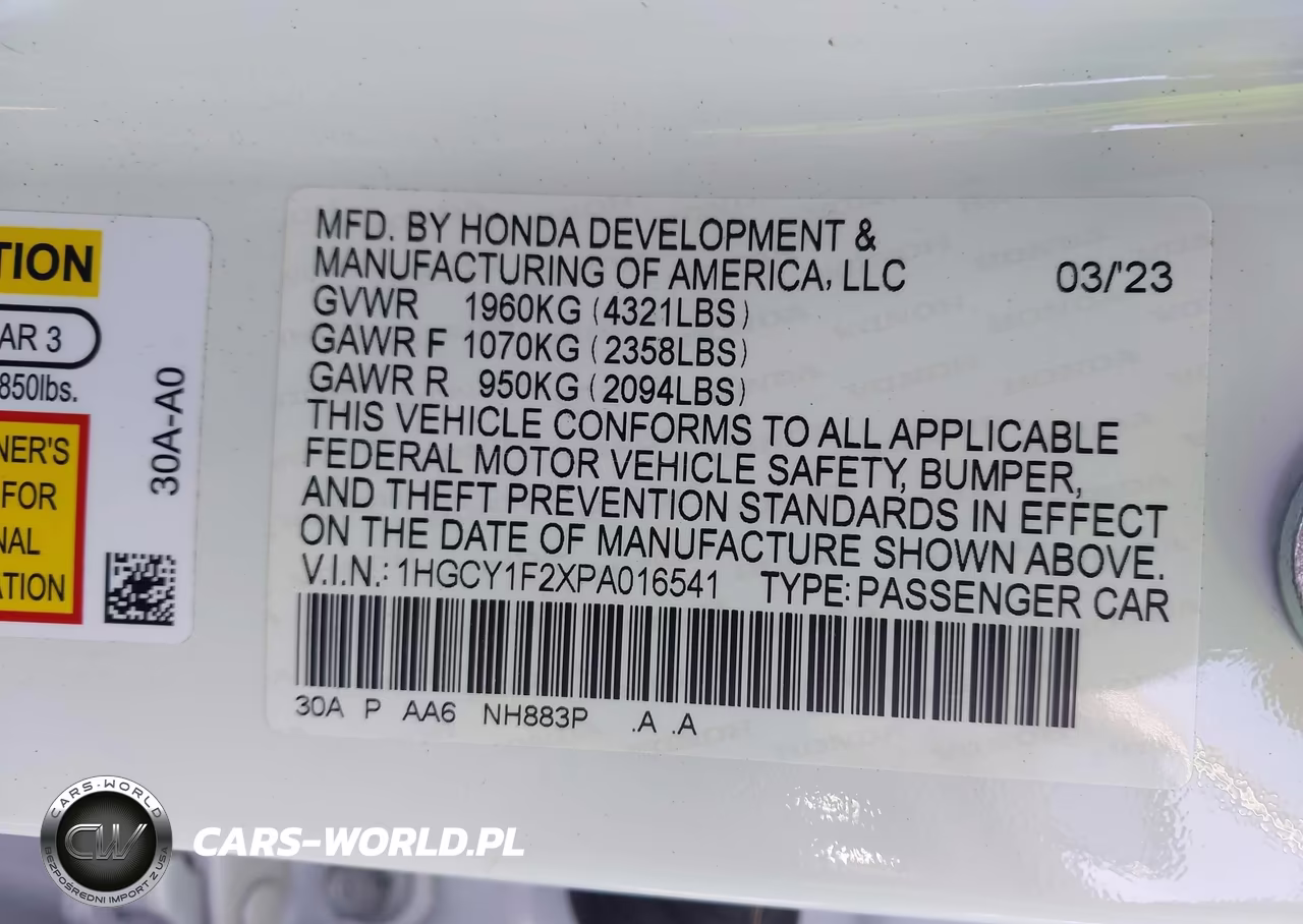 2023 Honda Accord Lx VIN:1HGCY1F2XPA016541 - 9