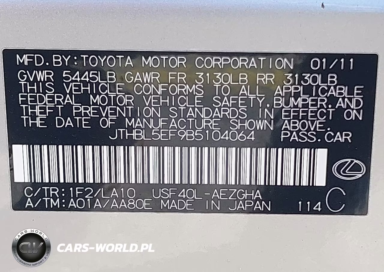 2011 Lexus Ls 460 VIN:JTHBL5EF9B5104064 - 9
