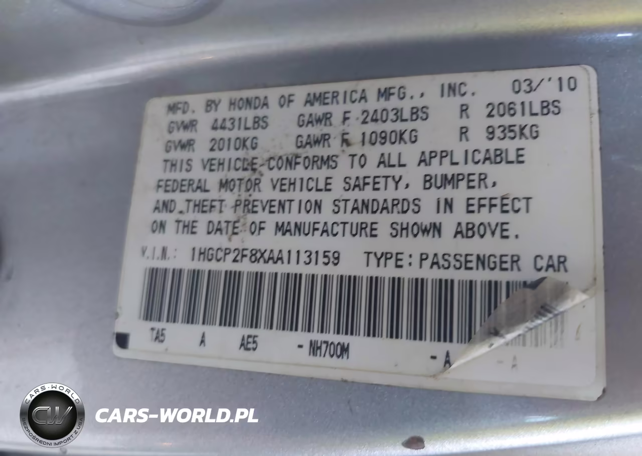 2010 Honda Accord 2.4 Ex-L VIN:1HGCP2F8XAA113159 - 9