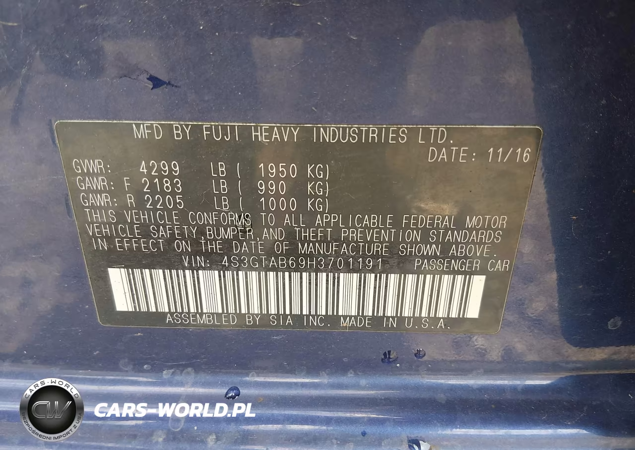 2017 Subaru Impreza 2.0I Premium VIN:4S3GTAB69H3701191 - 9