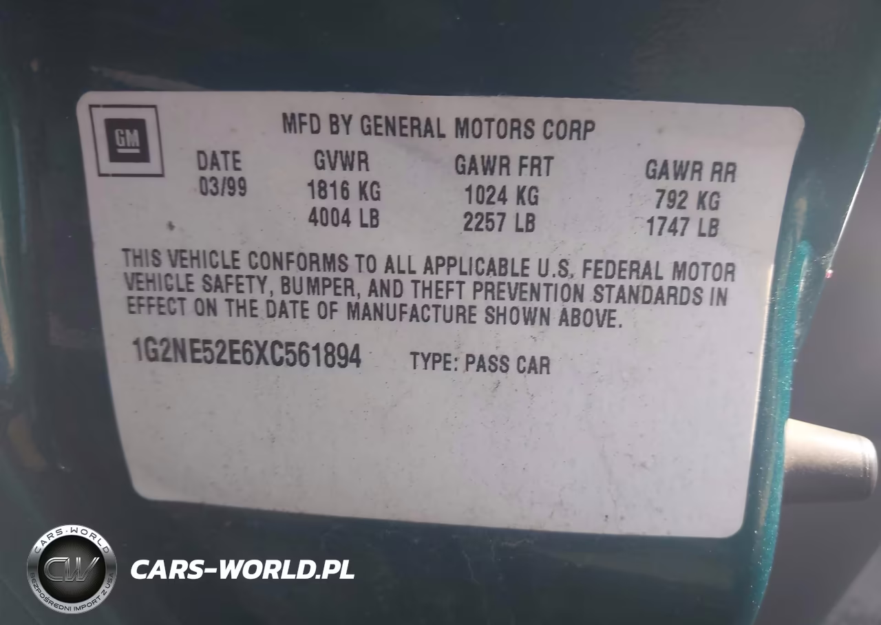 1999 Pontiac Grand Am Se1 VIN:1G2NE52E6XC561894 - 9