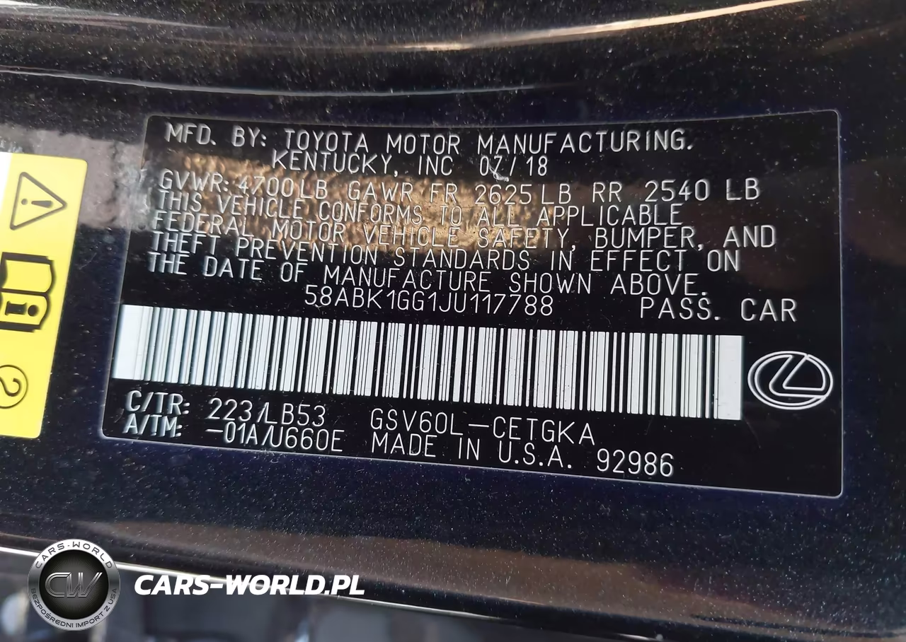 2018 Lexus Es 350 VIN:58ABK1GG1JU117788 - 9
