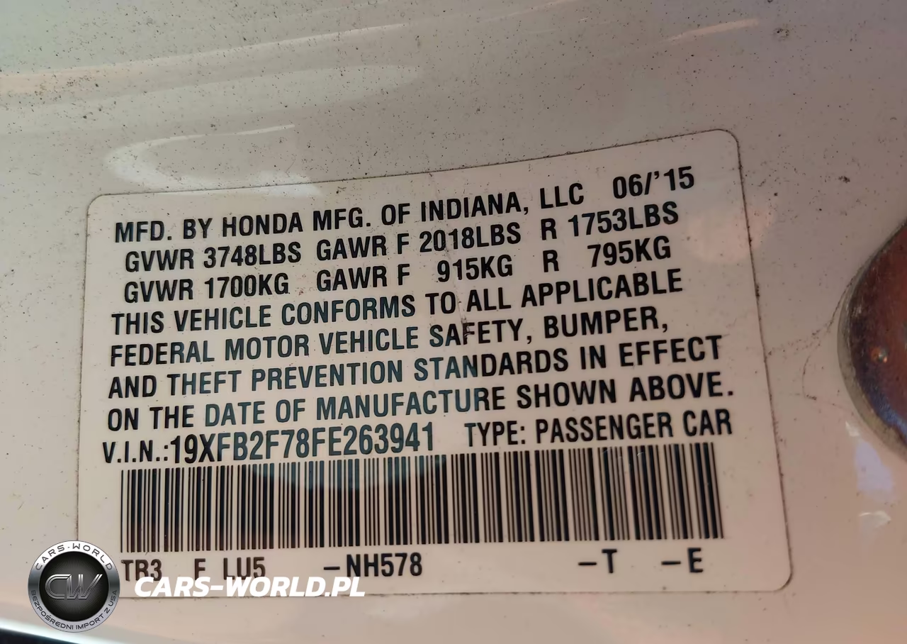 2015 Honda Civic Se VIN:19XFB2F78FE263941 - 9