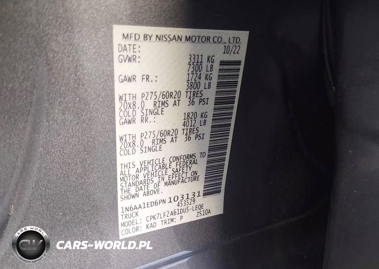 2023 Nissan Titan Platinum Reserve 4X4 VIN:1N6AA1ED6PN103131 - 9