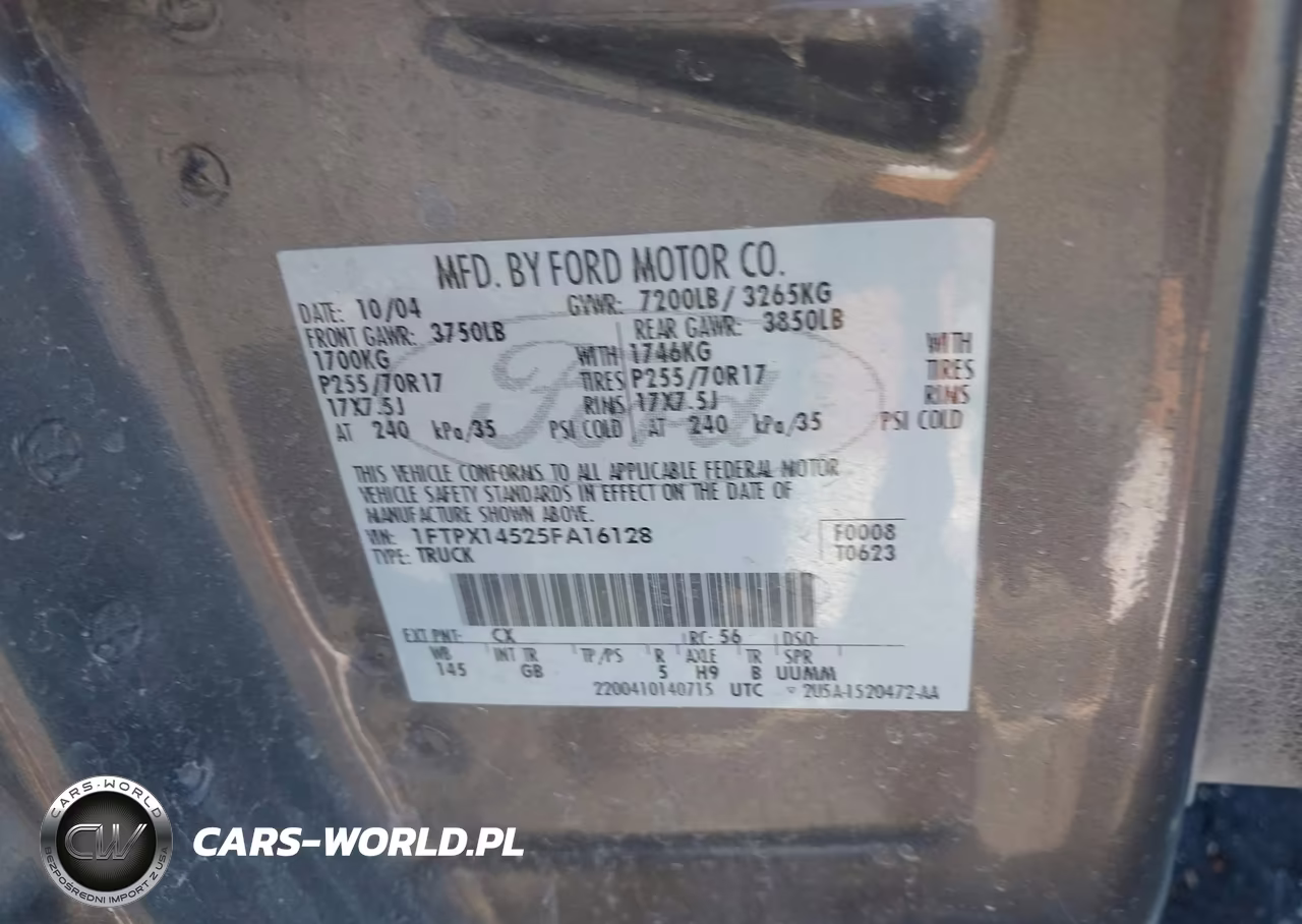 2005 Ford F-150 Fx4-Lariat-Xl-Xlt VIN:1FTPX14525FA16128 - 9