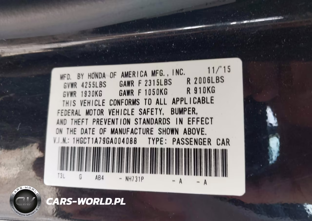 2016 Honda Accord Ex VIN:1HGCT1A79GA004088 - 9