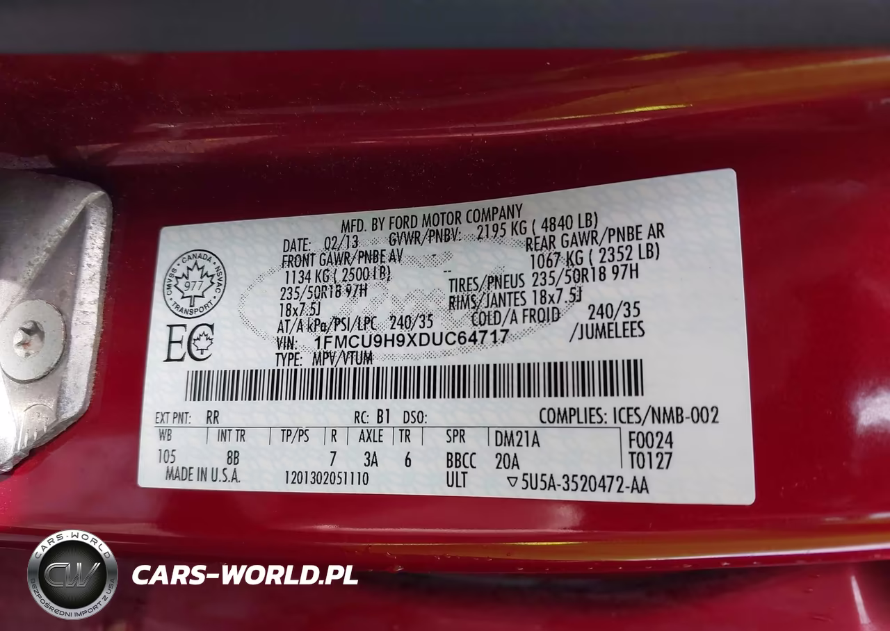 2013 Ford Escape Sel VIN:1FMCU9H9XDUC64717 - 9