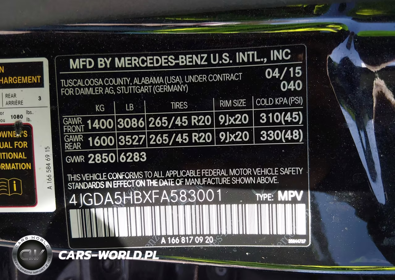 2015 Mercedes-Benz Ml 350 4Matic VIN:4JGDA5HBXFA583001 - 9
