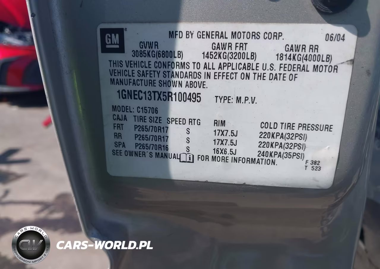 2005 Chevrolet Tahoe Lt VIN:1GNEC13TX5R100495 - 9