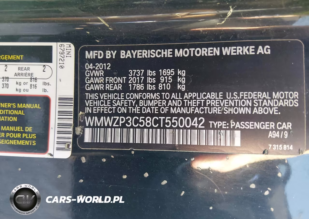 2012 Mini Cooper S VIN:WMWZP3C58CT550042 - 9