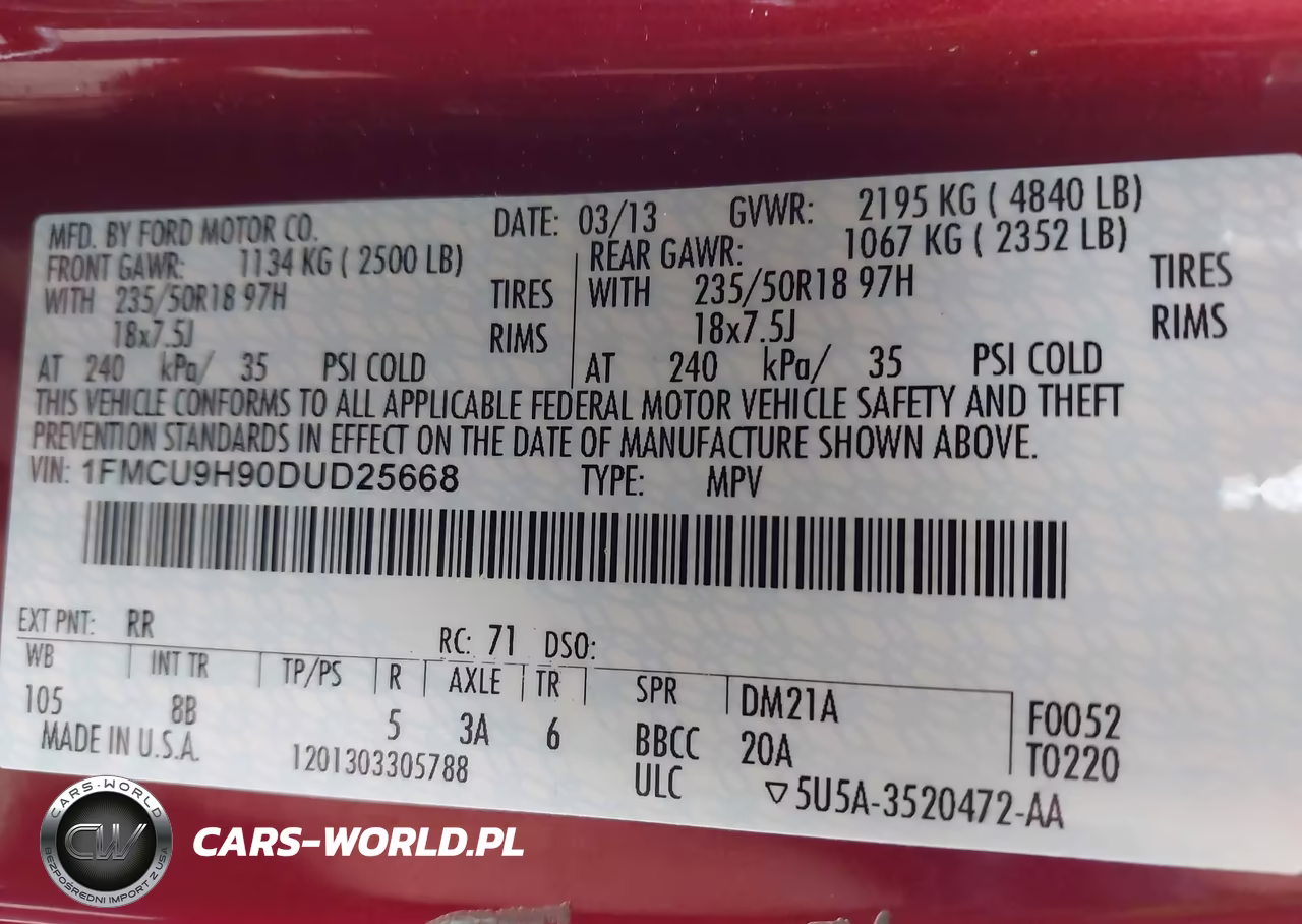 2013 Ford Escape Sel VIN:1FMCU9H90DUD25668 - 9