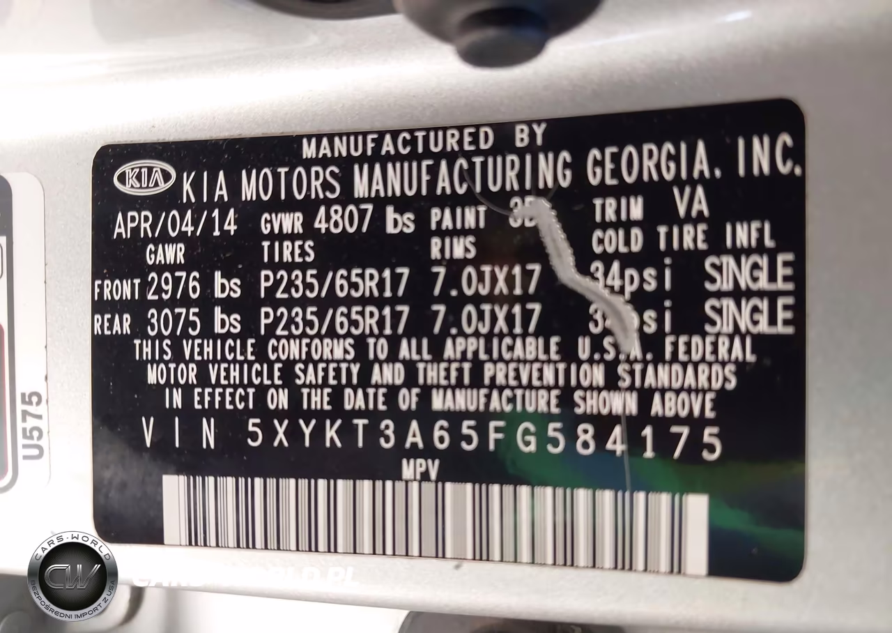 2015 Kia Sorento Lx VIN:5XYKT3A65FG584175 - 9