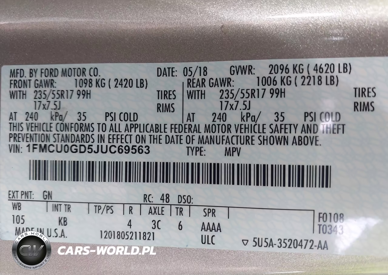 2018 Ford Escape Se VIN:1FMCU0GD5JUC69563 - 9