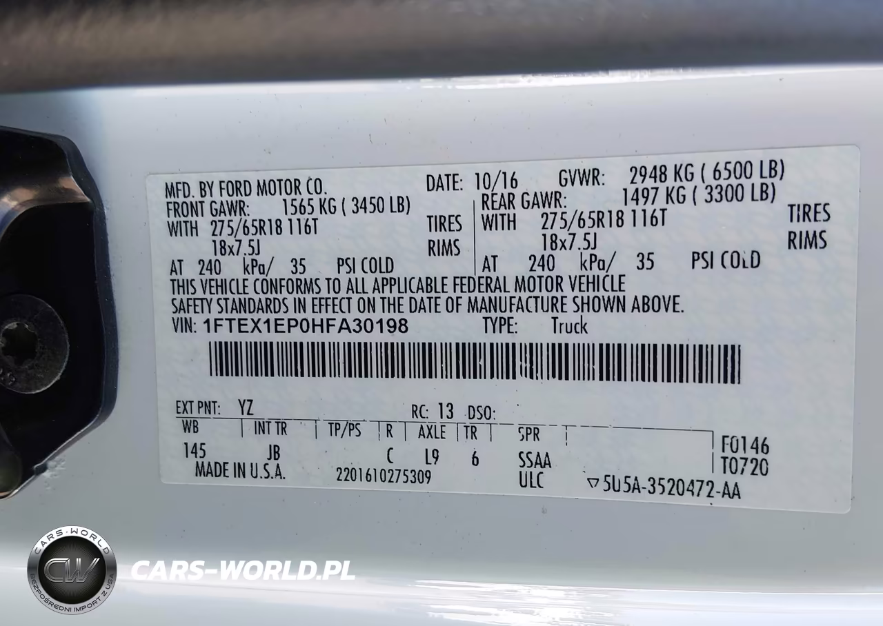 2017 Ford F-150 Xlt VIN:1FTEX1EP0HFA30198 - 9