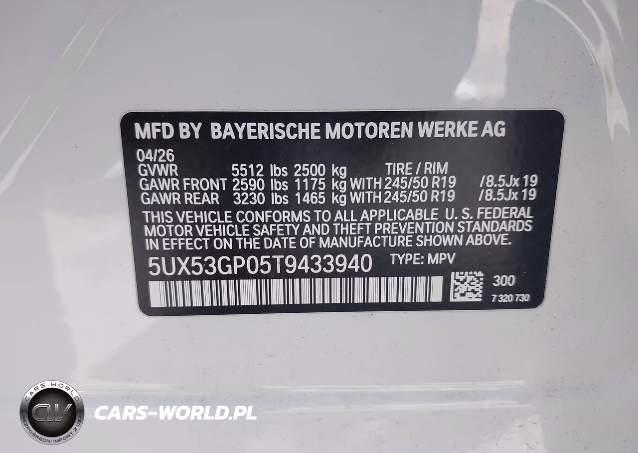 2026 BMW X3 30 xDrive VIN:5UX53GP05T9433940 - 9