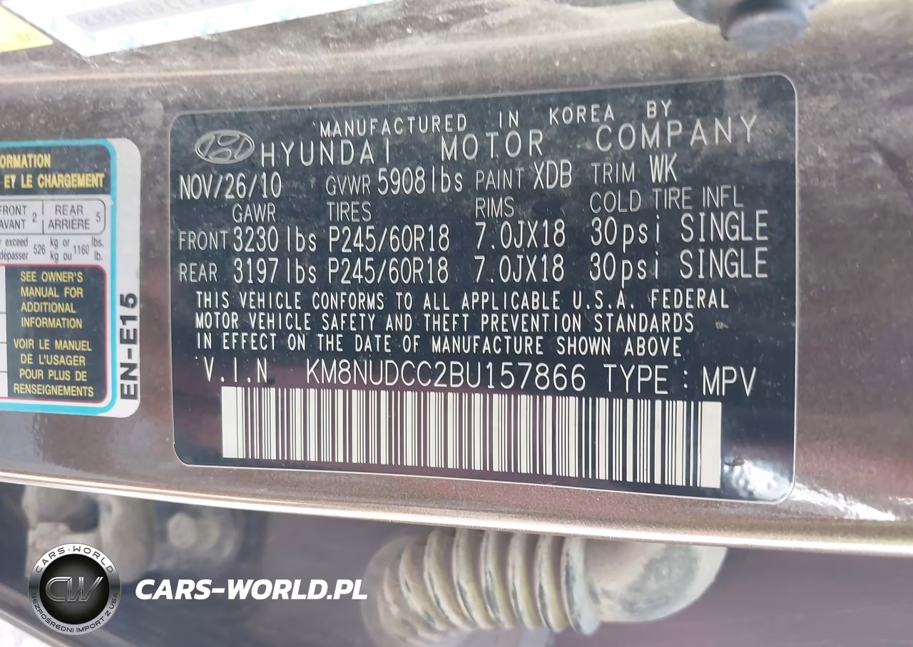 2011 Hyundai Veracruz Limited VIN:KM8NUDCC2BU157866 - 9